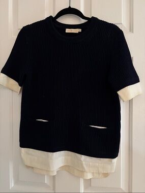 Tory Burch Black Sweater with Cream Trim